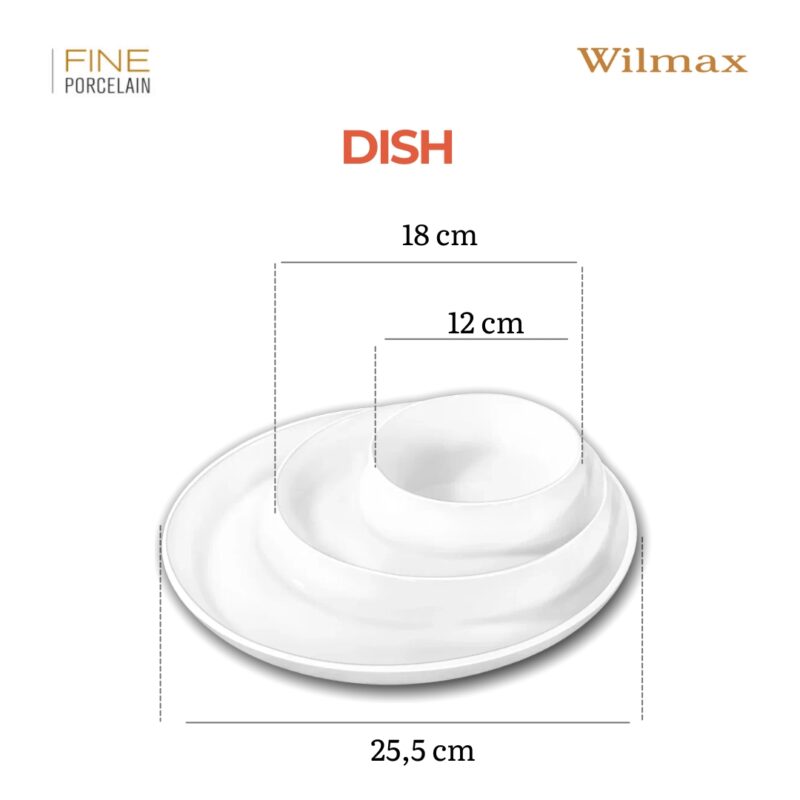 Półmisek dzielony okrągły 25.5 cm biały porcelanowy WL-992691/A