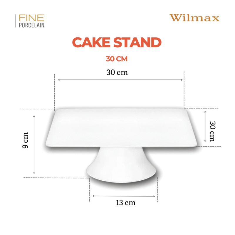 Patera na ciasto i tort 30x30x9 cm biała porcelanowa WL-996133/A
