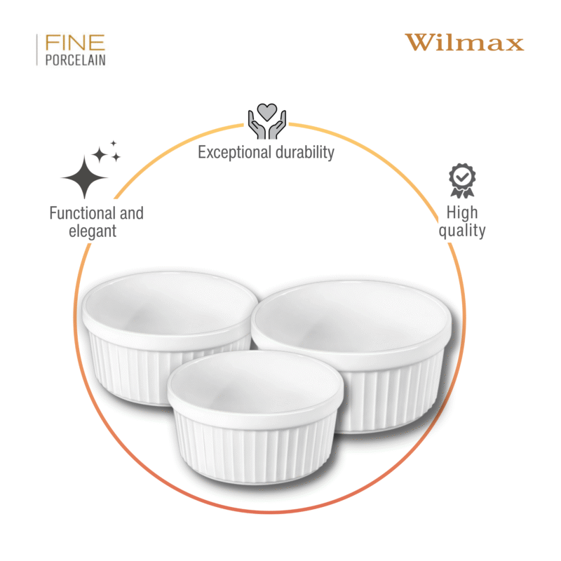 Ramekiny zestaw 3 sztuki biały porcelanowy WL-996122/3C