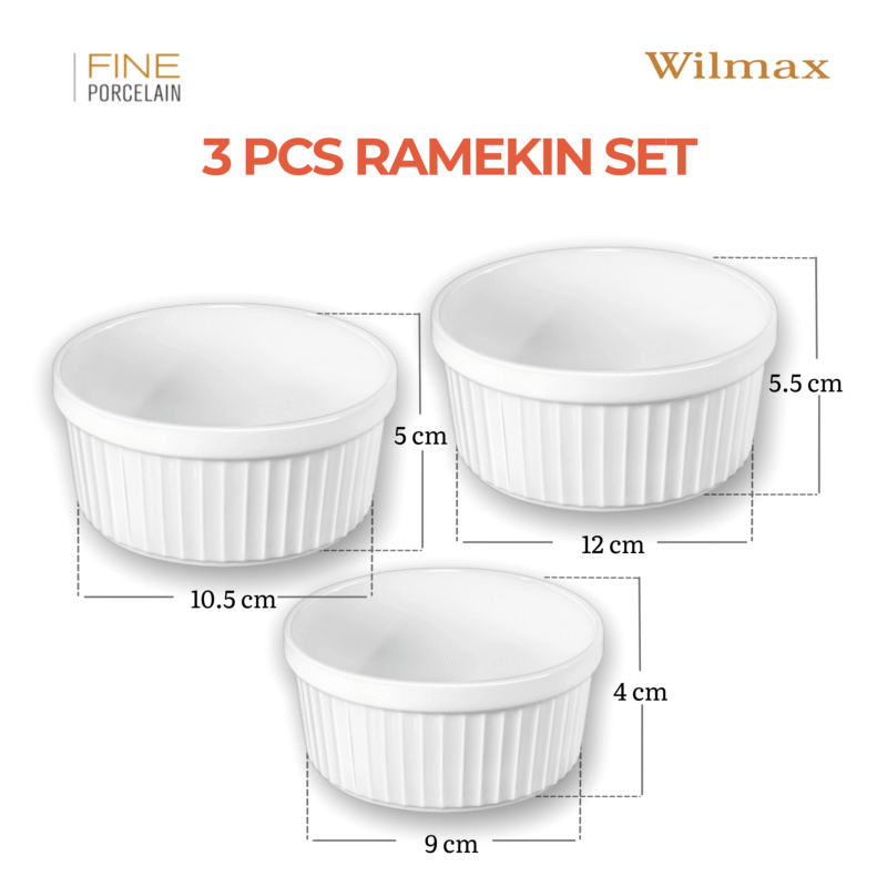 Ramekiny zestaw 3 sztuki biały porcelanowy WL-996122/3C