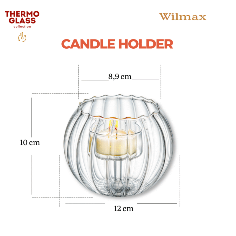 Świecznik szklany na 1 tealight 12x10 cm WL-888976/A