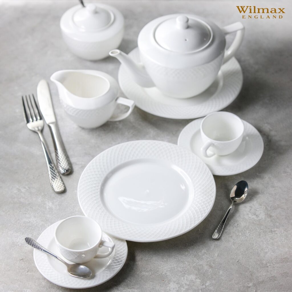 Cukiernica i mlecznik biały porcelanowy zestaw 2 sztuki WL-880112/2C