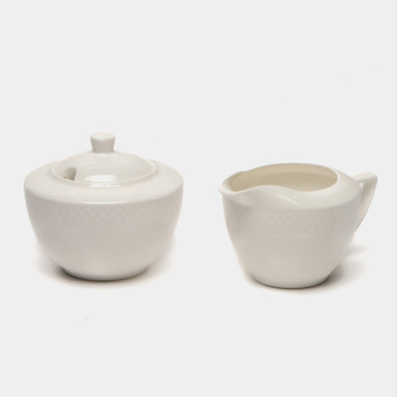 Cukiernica i mlecznik biały porcelanowy zestaw 2 sztuki WL-880112/2C
