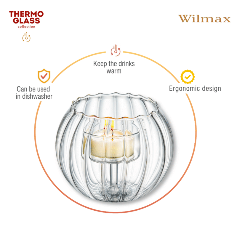 Świecznik szklany na 1 tealight 12x10 cm WL-888976/A