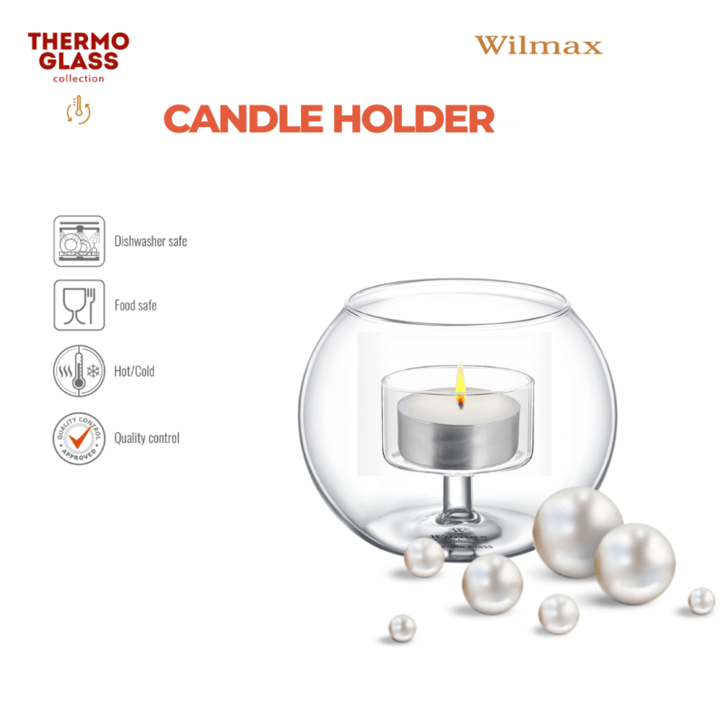 Świecznik szklany na 1 tealight 10x8 cm WL-888973/A