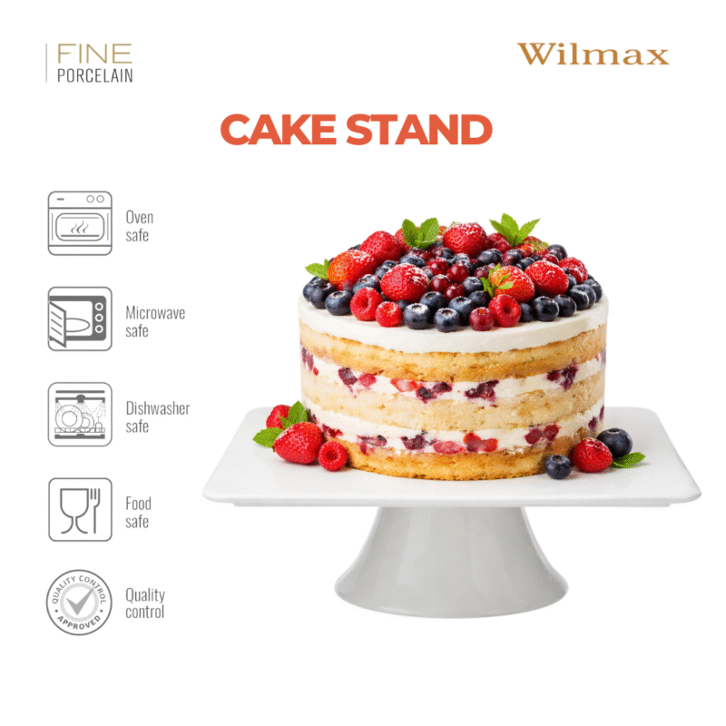 Patera na ciasto i tort 30x30x9 cm biała porcelanowa WL-996133/A