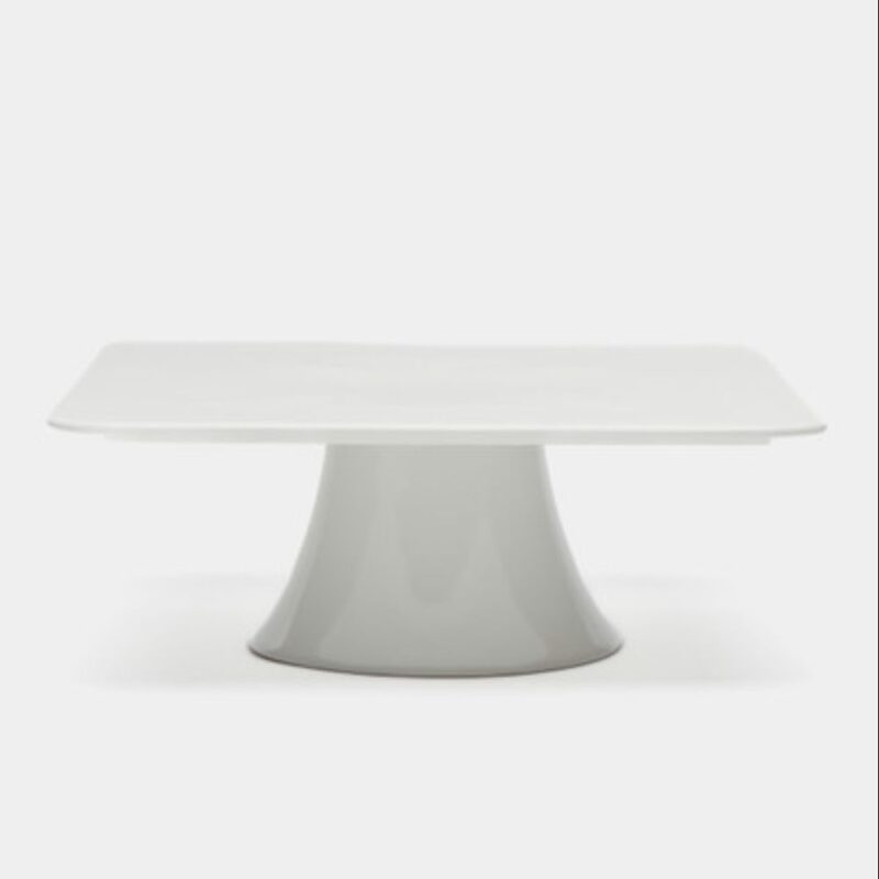 Patera na ciasto i tort 30x30x9 cm biała porcelanowa WL-996133/A