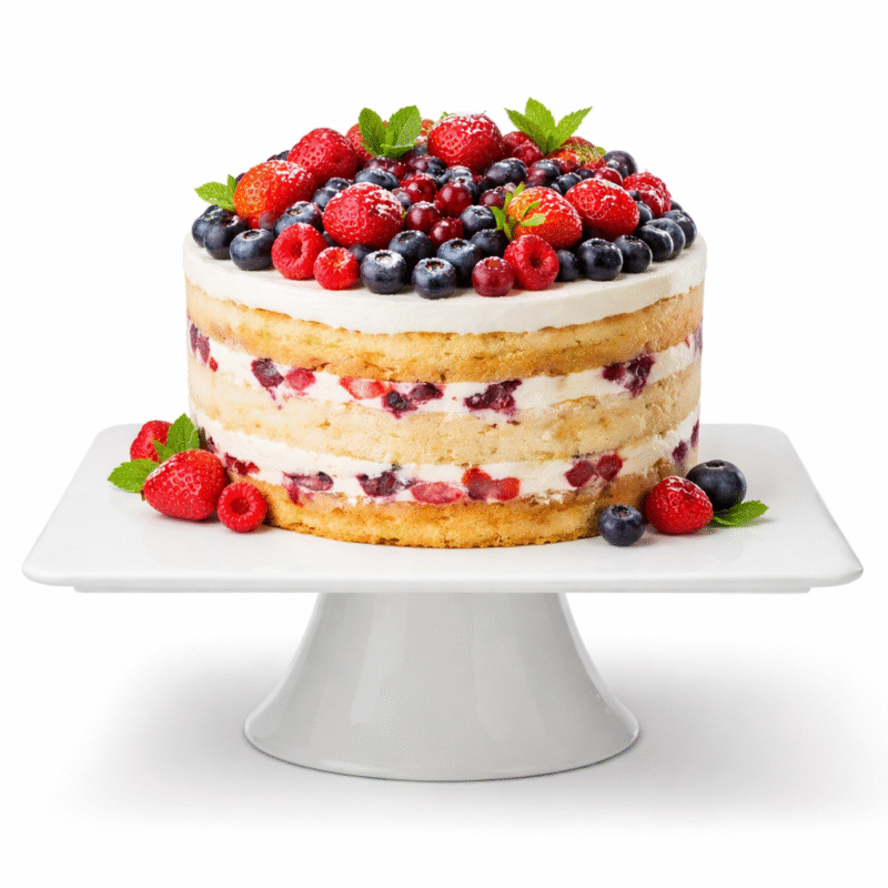 Patera na ciasto i tort 30x30x9 cm biała porcelanowa WL-996133/A
