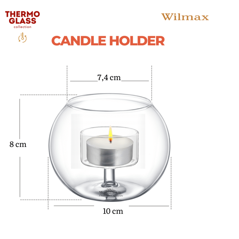 Świecznik szklany na 1 tealight 10x8 cm WL-888973/A