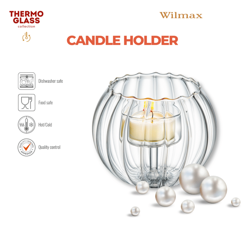 Świecznik szklany na 1 tealight 12x10 cm WL-888976/A