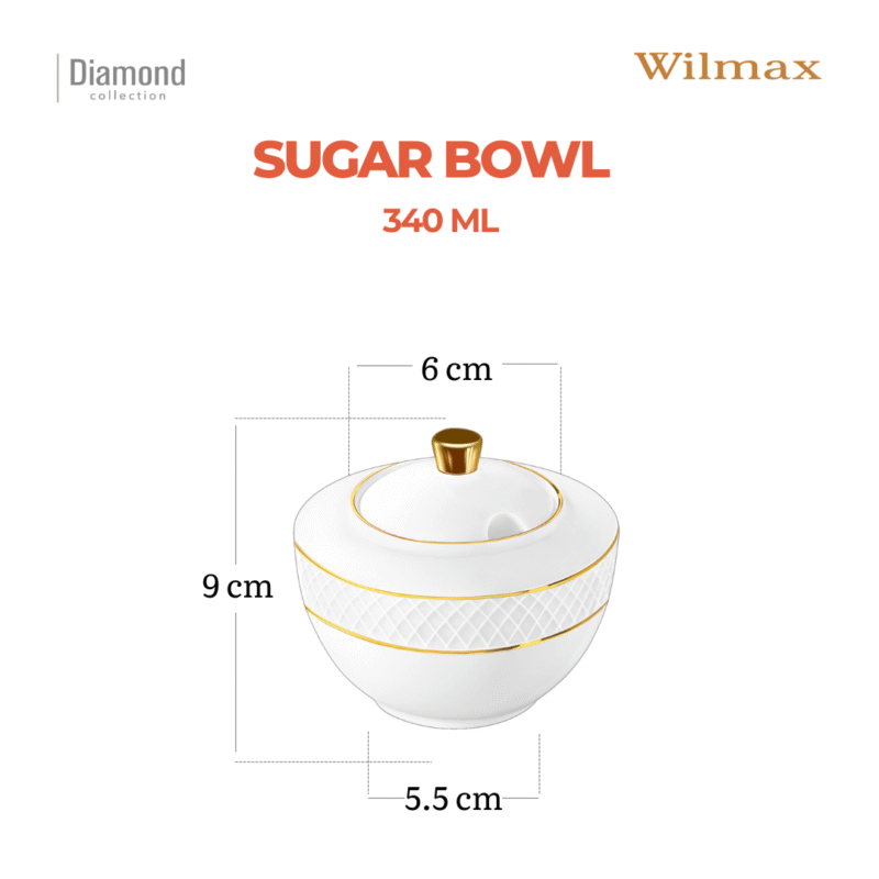Cukiernica 340 ml biała porcelanowa ze złotym rantem WL-880102470/A