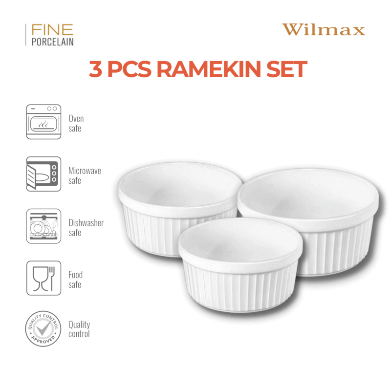 Ramekiny zestaw 3 sztuki biały porcelanowy WL-996122/3C