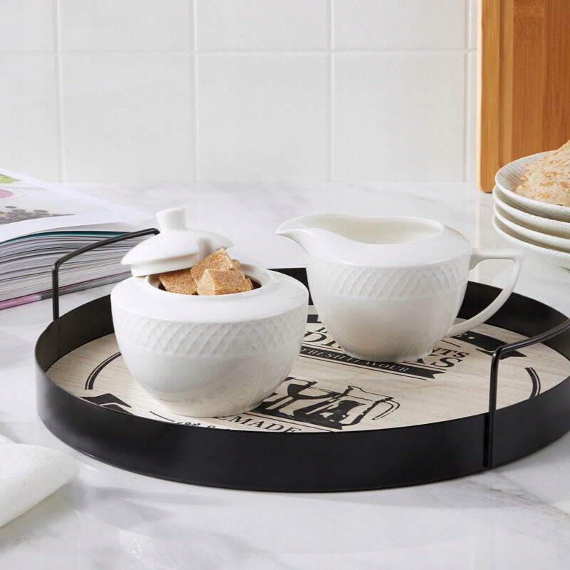 Cukiernica i mlecznik biały porcelanowy zestaw 2 sztuki WL-880112/2C