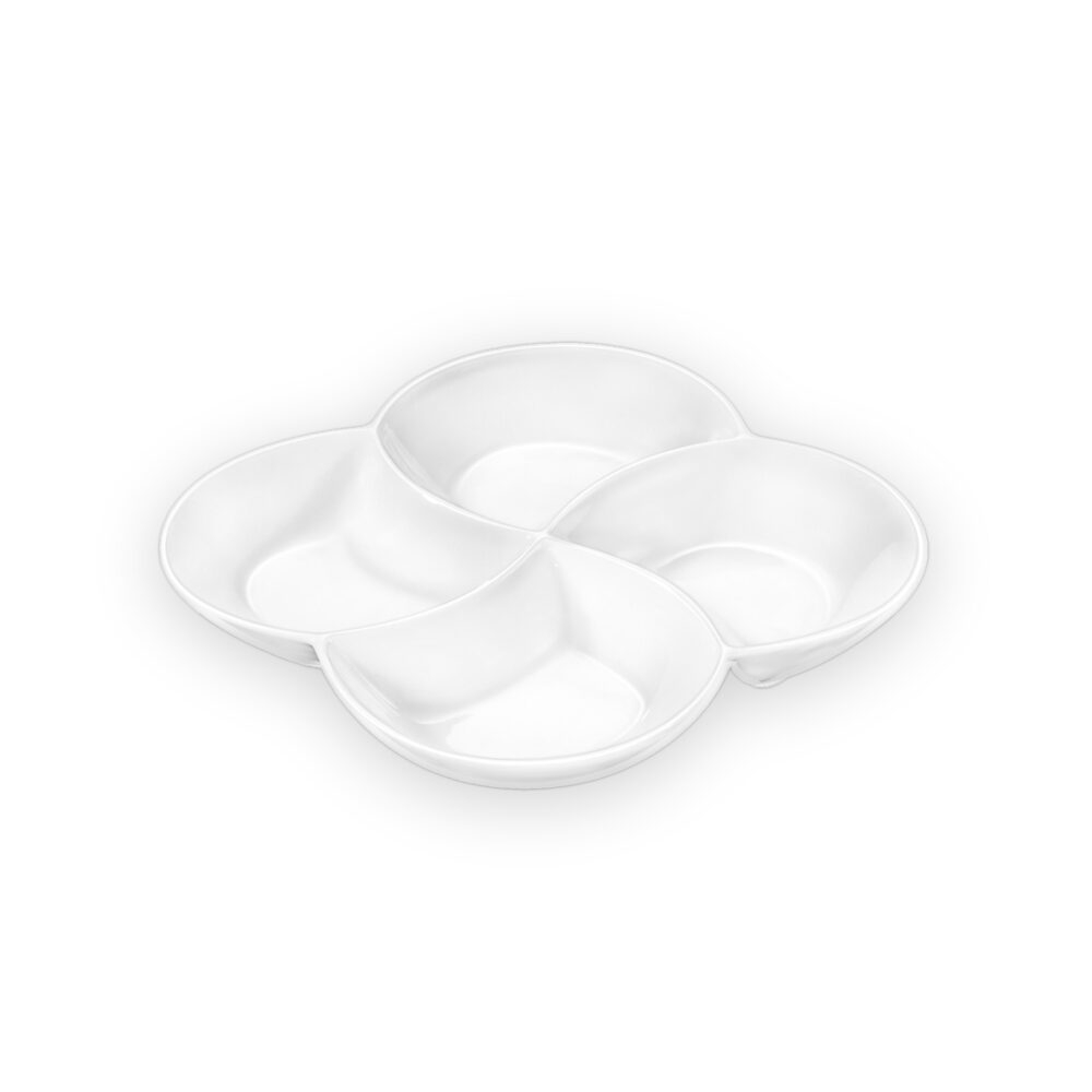 Divided serving plate 22x22 cm white porcelain WL-992649/A