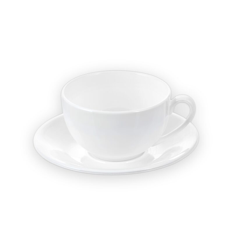 Filiżanka 400 ml ze spodkiem z białej porcelany, kolekcja Orient Wilmax