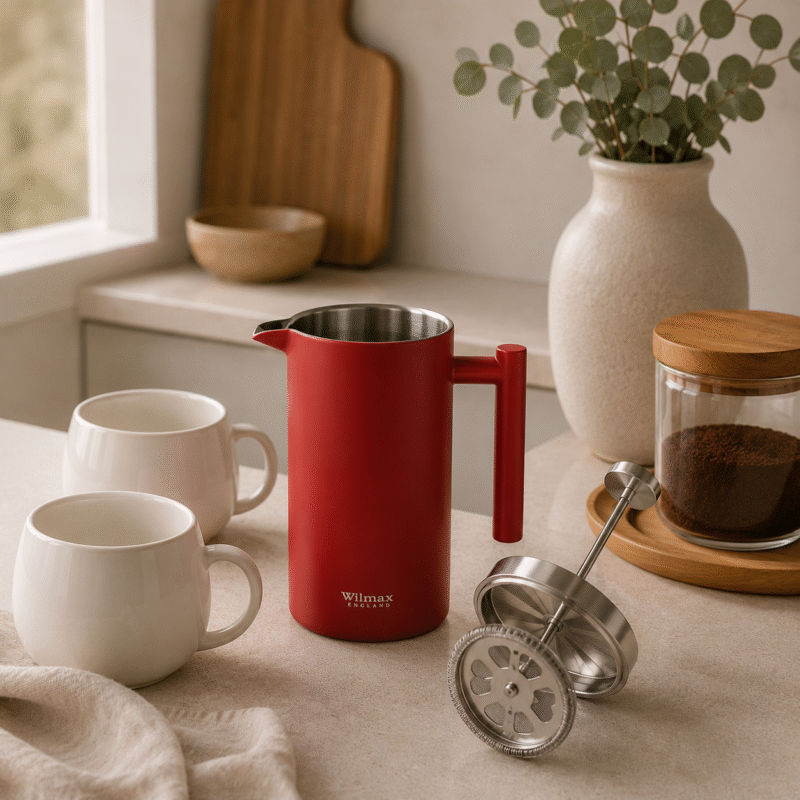 Zaparzacz do kawy dwuścienny 1000 ml - prasa francuska, czerwony kolor WL-512.780.191/A
