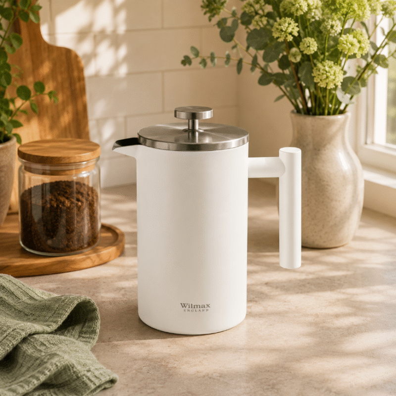 Zaparzacz do kawy dwuścienny 1000 ml - prasa francuska, biały kolor WL-512.780.190/A