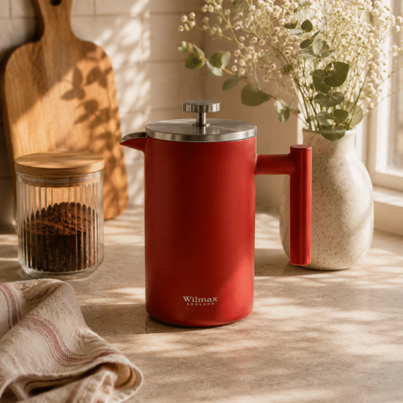 Zaparzacz do kawy dwuścienny 1000 ml - prasa francuska, czerwony kolor WL-512.780.191/A