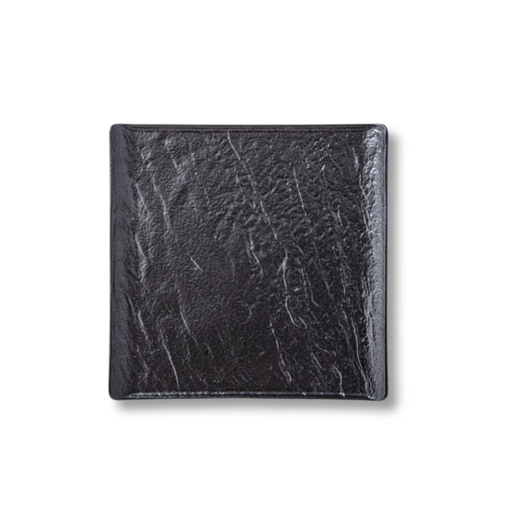 Talerz kwadratowy czarny matowy porcelanowy 17x17 cm WL-661105/A