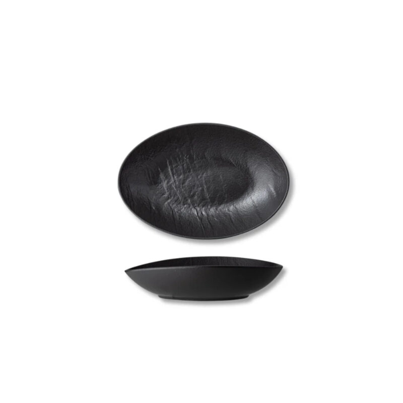 Oval bowl black matte porcelain 8x6x3 cm WL-661117/A