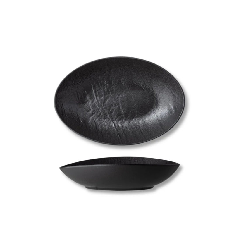 Oval bowl black matte porcelain 13x10x6 cm WL-661118/A