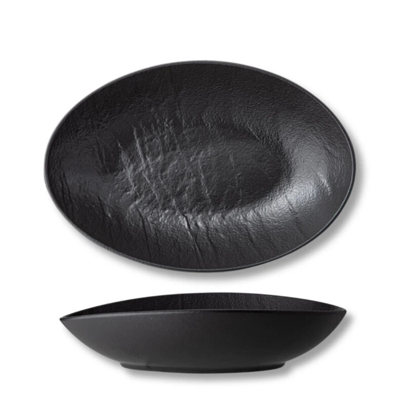 Oval black matte porcelain bowl 25x16.5x6 cm WL-661120/A
