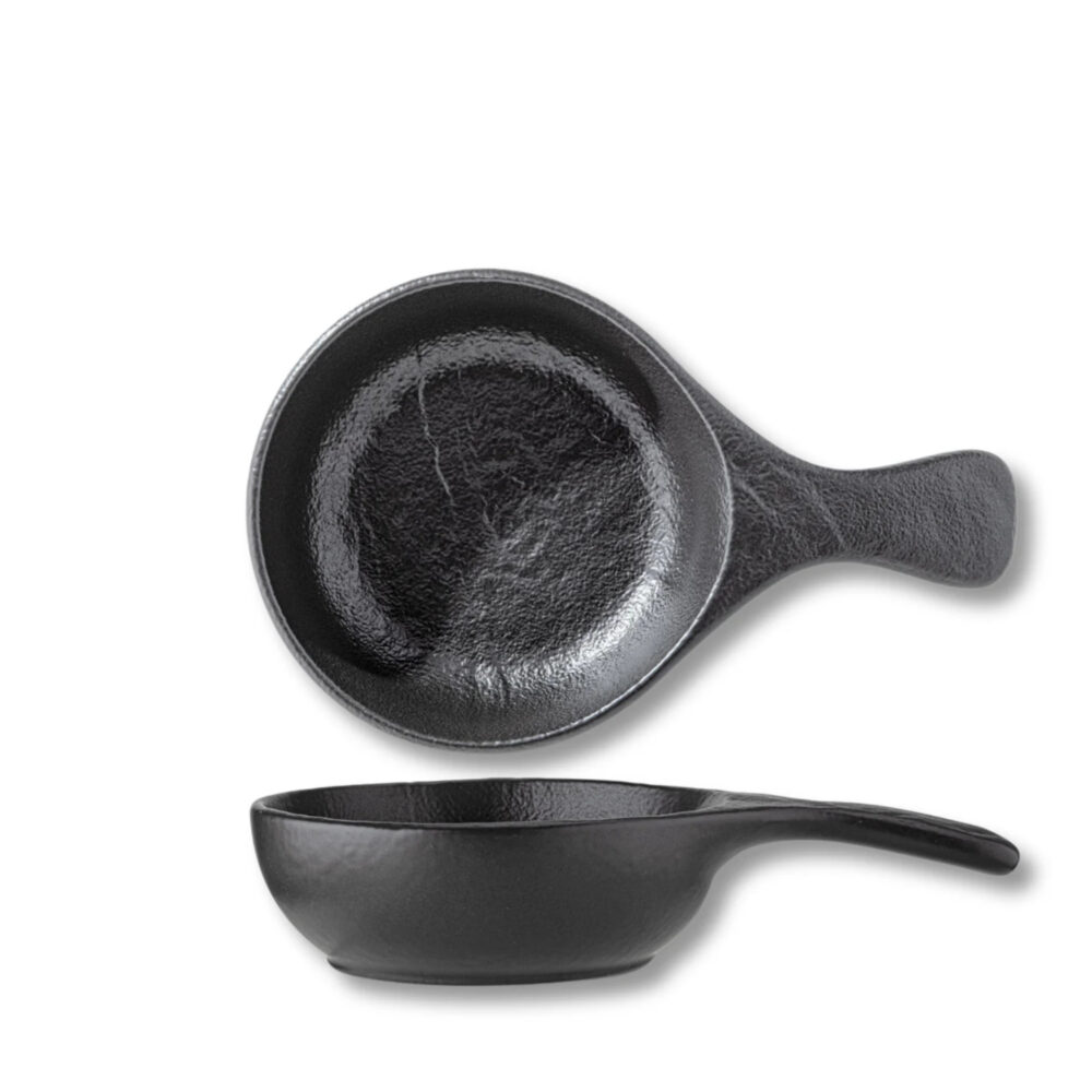 Baking dish with handle black matte porcelain 24x15 cm 500 ml WL-661139/A