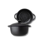 Pot with lid black matte porcelain 18x11 cm 600 ml WL-661140/A