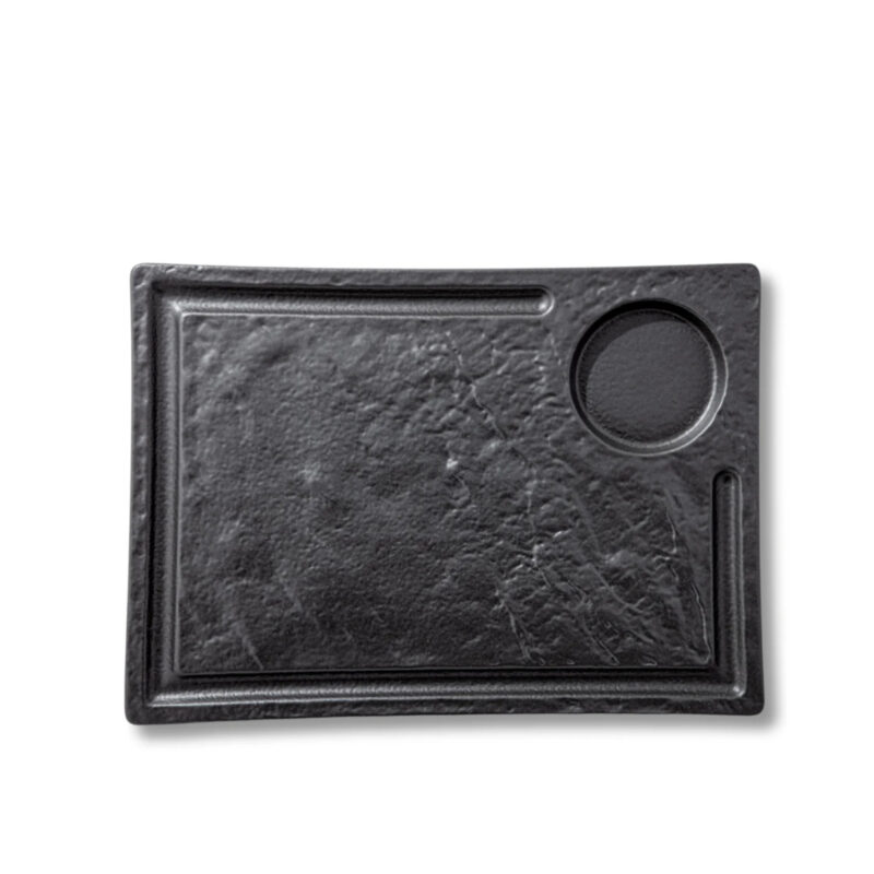 Półmisek do steków czarny matowy porcelanowy 32.5x23 cm WL-661148/A