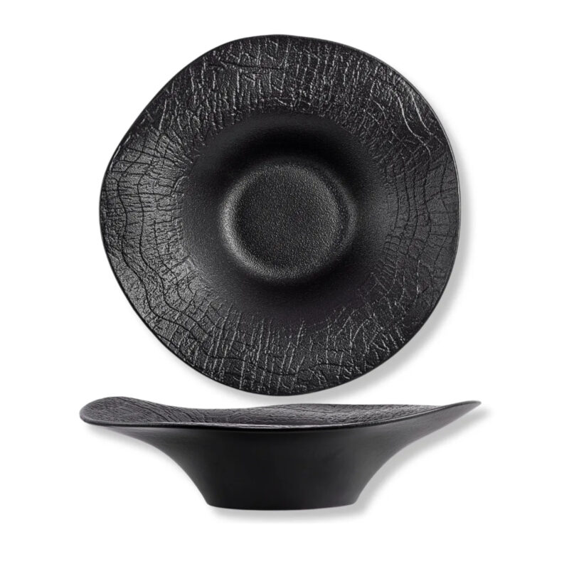 Deep plate black matte porcelain 30 cm 700 ml WL-663106/A