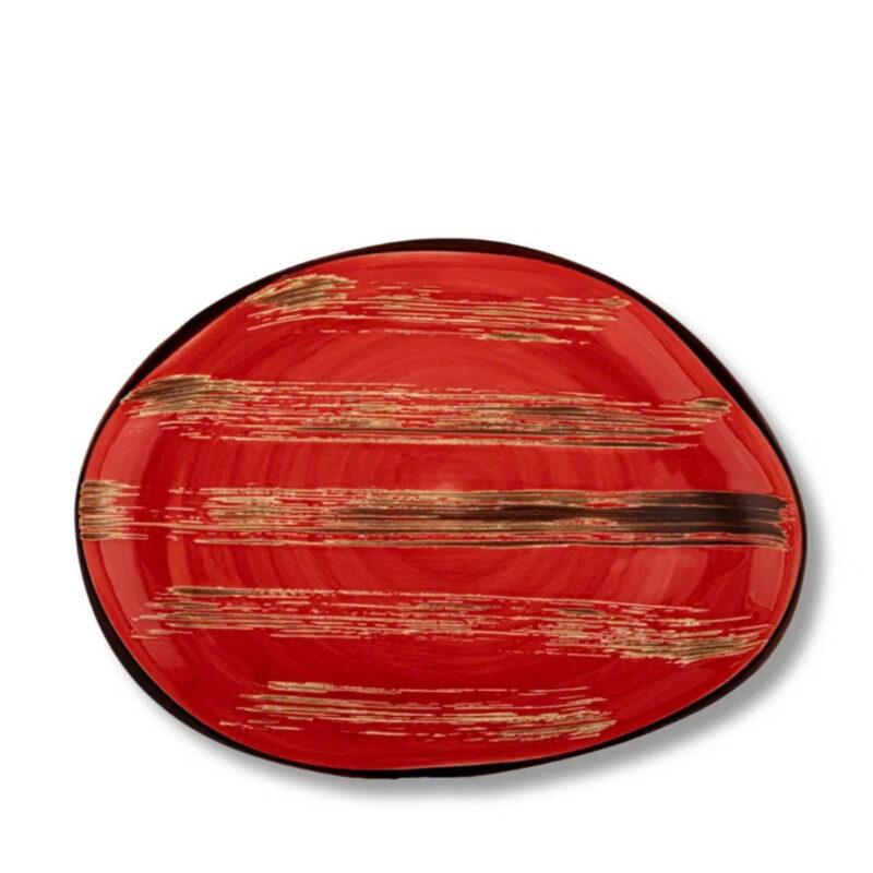 Red porcelain plate 33 cm WL-668242/A