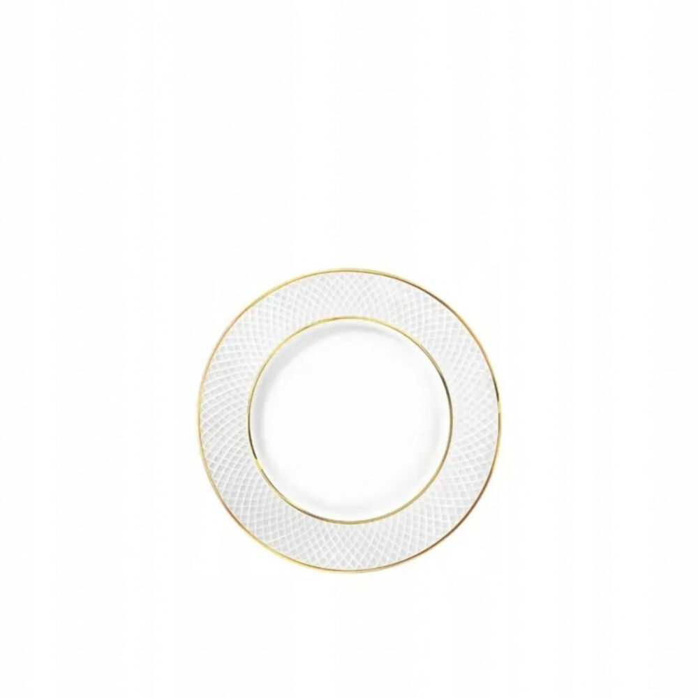 Talerz na pieczywo biały porcelanowy ze złotym rantem 15 cm WL-880102100/A