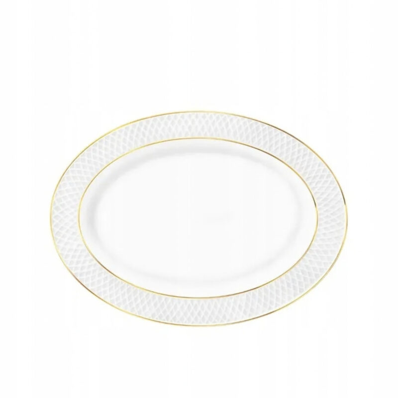 White rectangular porcelain platter with gold rim 35x25 cm WL-880102117/A