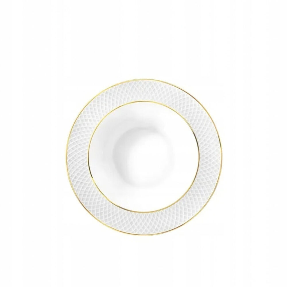 Deep plate white porcelain with gold rim 22.5 cm 450 ml WL-880102303/A