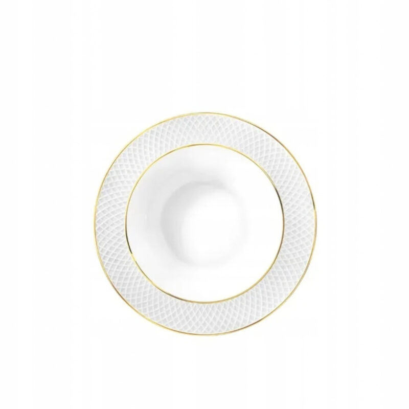 Deep plate white porcelain with gold rim 22.5 cm 450 ml WL-880102303/A