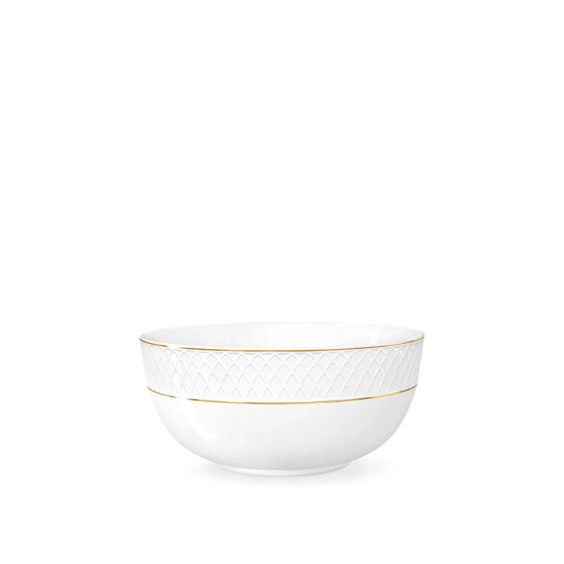White porcelain bowl with gold rim 14 cm 600 ml WL-880102367/A