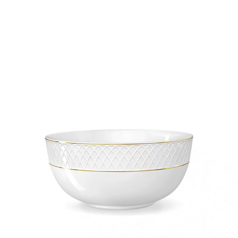 White porcelain salad bowl with gold rim 20 cm 1850 ml WL-880102370/A