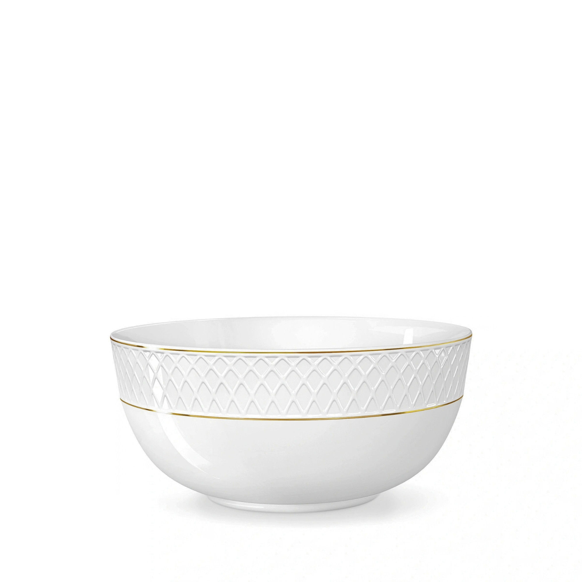 White porcelain salad bowl with gold rim 20 cm 1850 ml WL-880102370/A