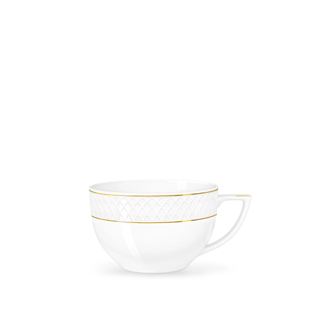 Kubek jumbo 500 ml biały porcelanowy ze złotym rantem WL-880102409/A