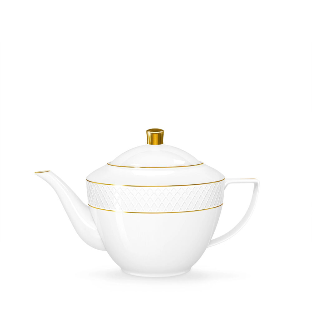 Tea pot 900 ml white porcelain with gold rim WL-880102452/A