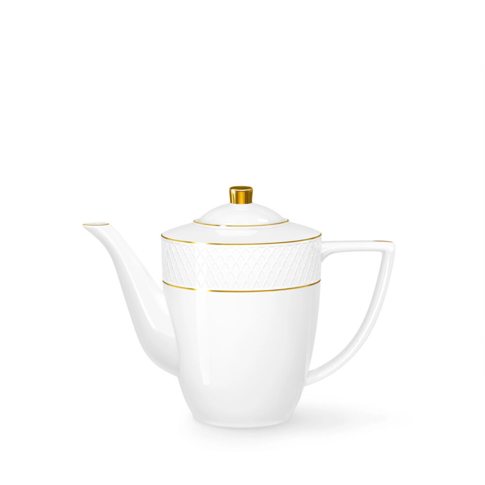 Coffee pot 750 ml white porcelain with gold rim WL-880102458/A