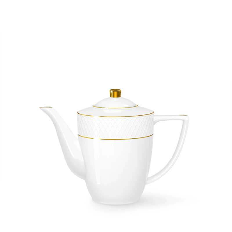 Coffee pot 750 ml white porcelain with gold rim WL-880102458/A
