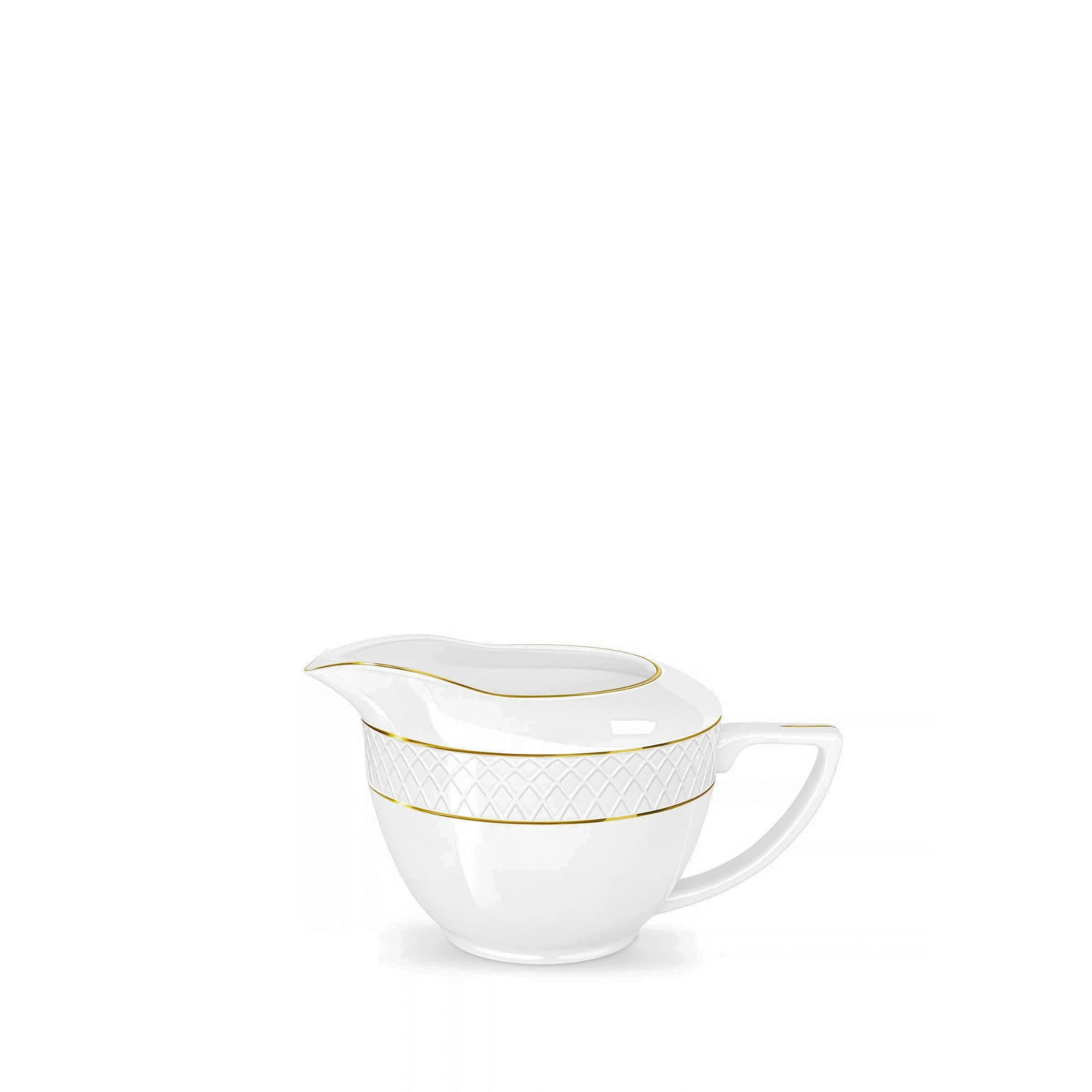 Milk jug 280 ml white porcelain with gold rim WL-880102475/A