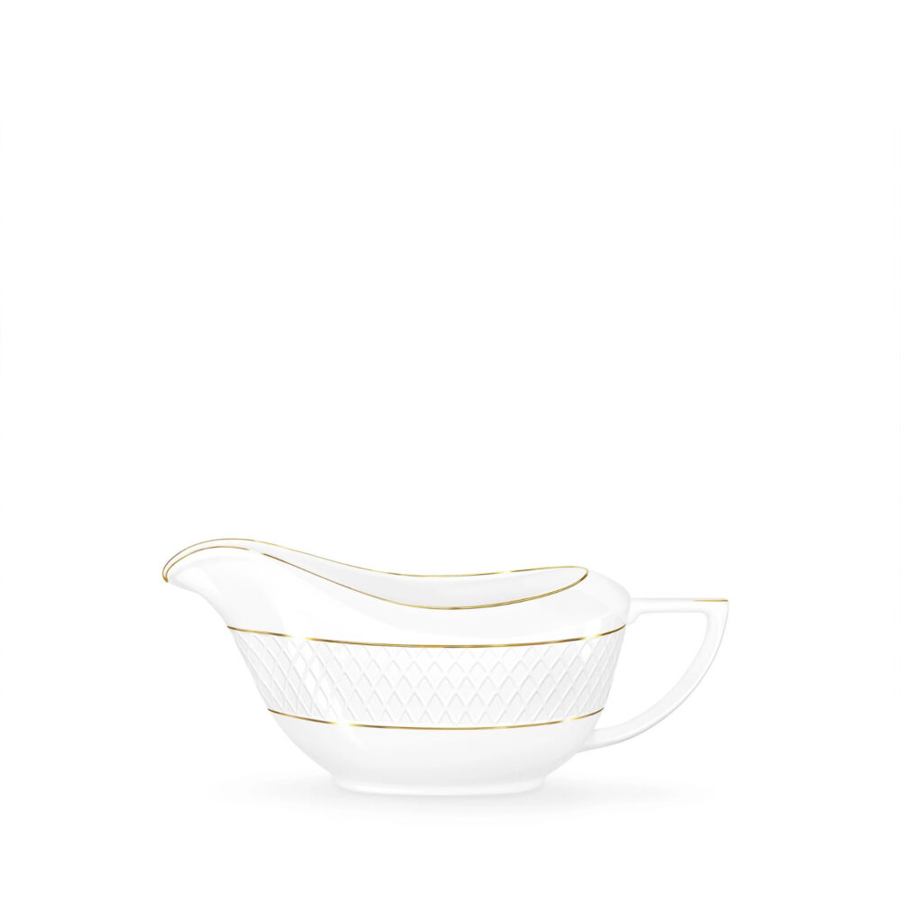Gravy boat 230 ml white porcelain with gold rim WL-880102501/A