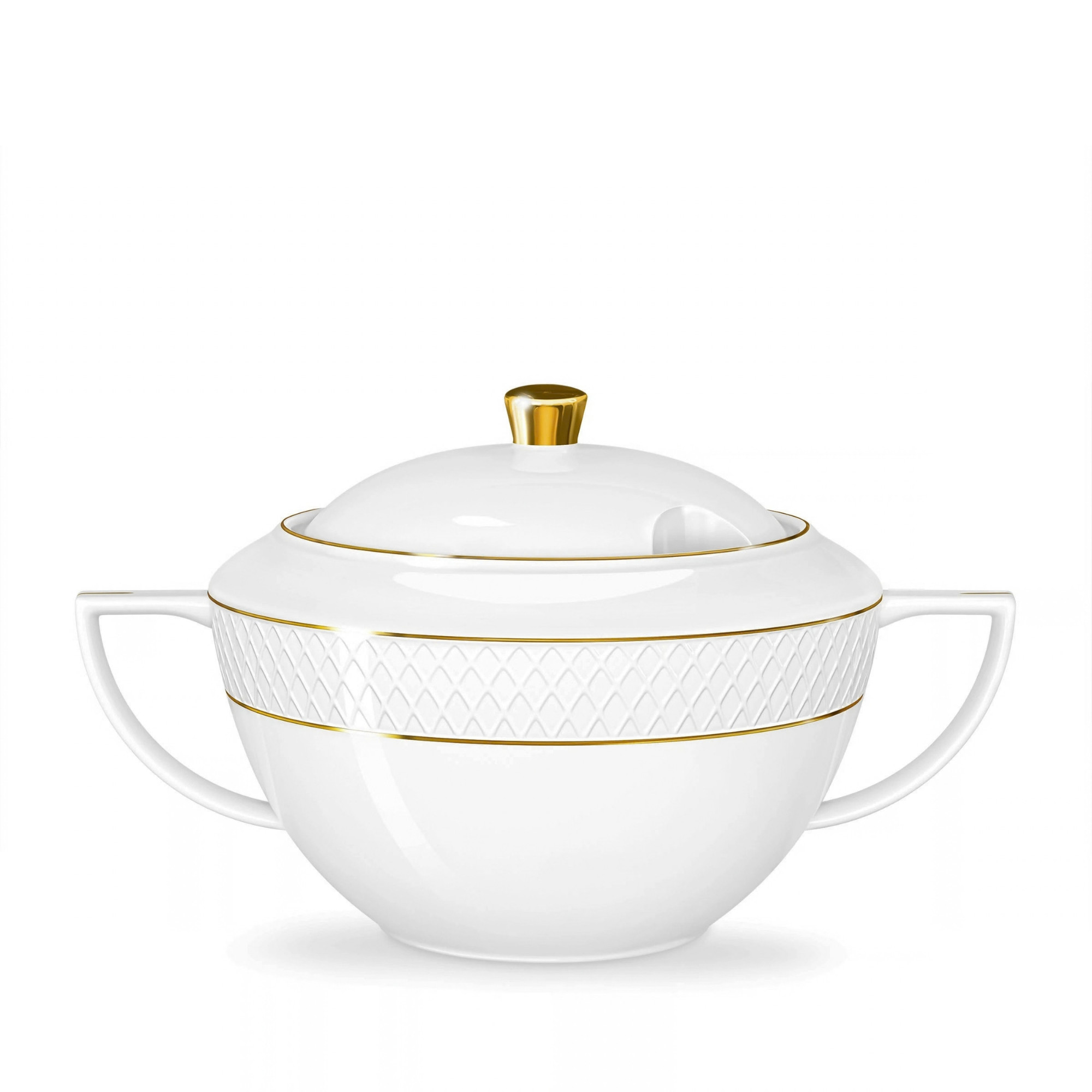 Soup bowl 2800 ml white porcelain with gold rim WL-880102511/A