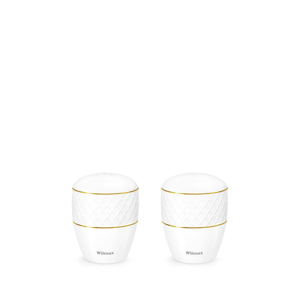 Salt and pepper shaker set white porcelain with gold rim WL-880102555/SP