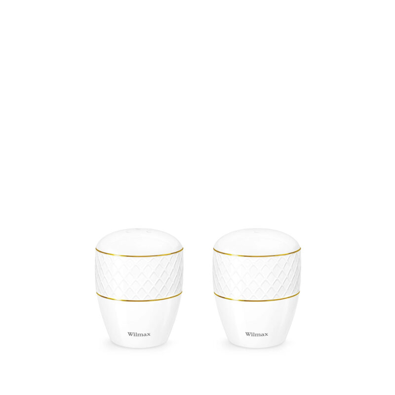 Salt and pepper shaker set white porcelain with gold rim WL-880102555/SP