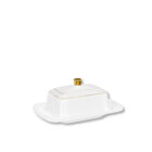 Maselniczka biała porcelanowa ze złotym rantem 18,5x12,5x7,5 cm WL-880102601/A