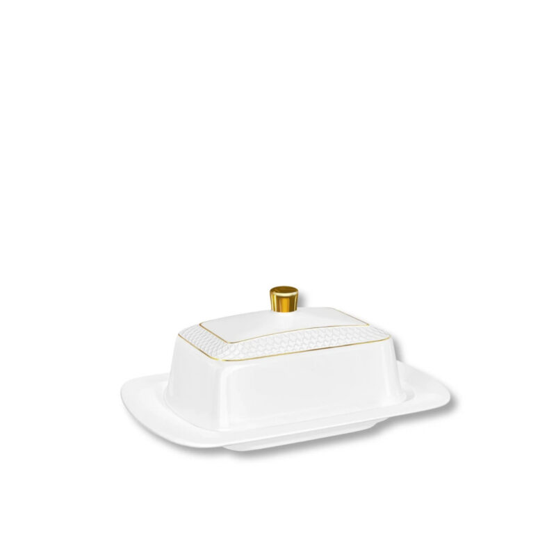 Butter dish white porcelain with gold rim 18.5x12.5x7.5 cm WL-880102601/A