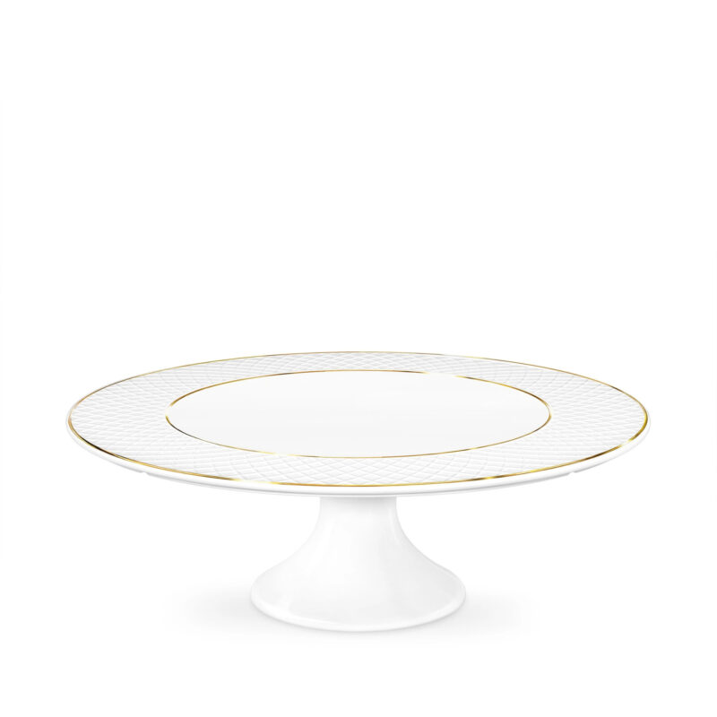Cake platter white porcelain with gold rim 30.5x10 cm WL-880102704/A